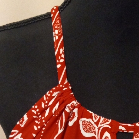 London Times Red And White Raised Patterned Maxi Dress - Picture 4 of 12